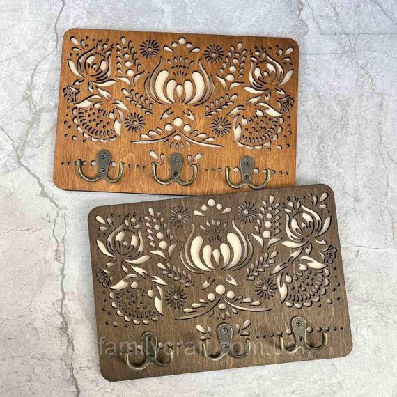 Настенная ключница из украинским народным орнаментом Деревянный органайзер для ключей Держатель для хранения | Зображення 8