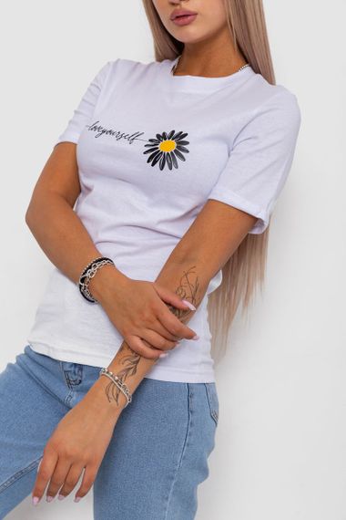 Футболка жіноча з принтом, колір білий, 238R01632 | Зображення 2