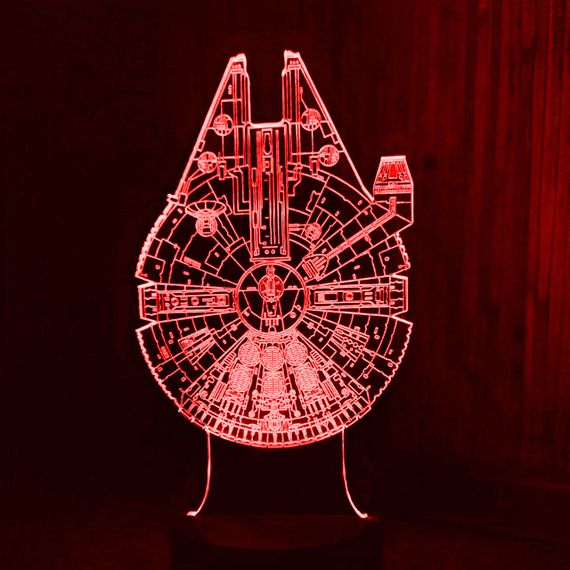 Акриловий світильник-нічник Тисячолітній Сокіл (Millennium Falcon) червоний tty-n000724