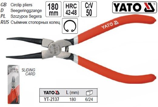 Съемник YATO Польша знимач стопорних килець зжим l=180 мм YT-2137