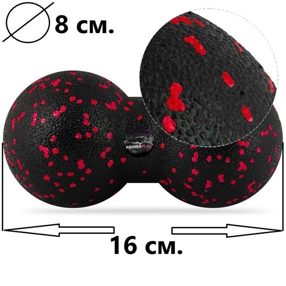 Набір для масажу та йоги Паверплей PP_4096 (Ролик 33*14 + 2-ва мячі) Black + резинка 11 кг. | Зображення 8