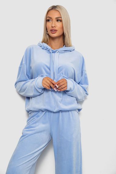Спортивный костюм женский велюровый свободного кроя, цвет голубой, 241R2001-20 | Зображення 1