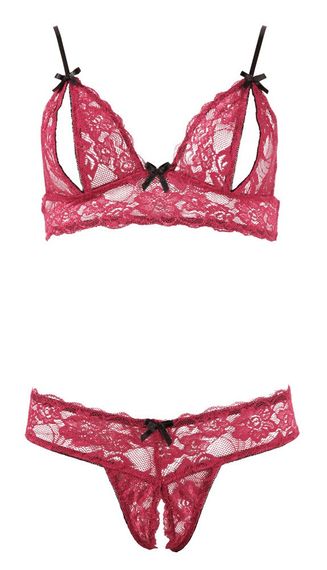 Червоний мереживний комплект білизни Bra Set S Sex Aura | Зображення 5
