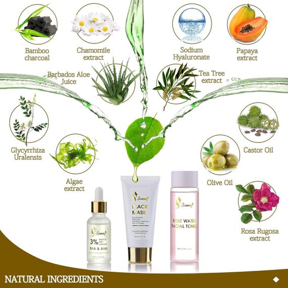 Засіб для видалення чорних цяток Sami Подарунковий набір, 1 скраб для сяйливої шкіри з 3% BHA, 1 рожева вода | Зображення 3