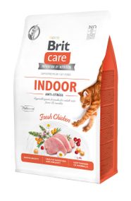 Корм Brit Care Cat Grain Free Indoor Anti-Stress сухой с курицей для снижения уровня стресса у домашних кошек 0.4 кг