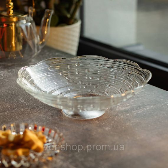 Фруктовница стеклянная Ø 23 ваза для фруктов Листья лотоса HP-YH-12 | Зображення 5