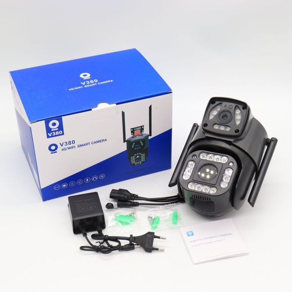 Уличная IP камера видеонаблюдения с 2 объективами, 8Мп, Qettopo V380 / Поворотная двойная WiFi камера с ночной | Зображення 8