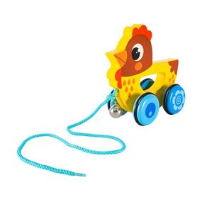 Детская деревянная каталочка "Цыпленок" C15030-4 на веревке
