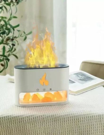 Зволожувач повітря Нічник Docsal Flame з ультразвуковим зволоженням і соляними каменями Білий | Зображення 2