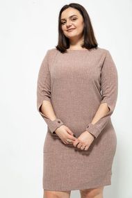 Короткое платье батал коричневого цвета 102R083