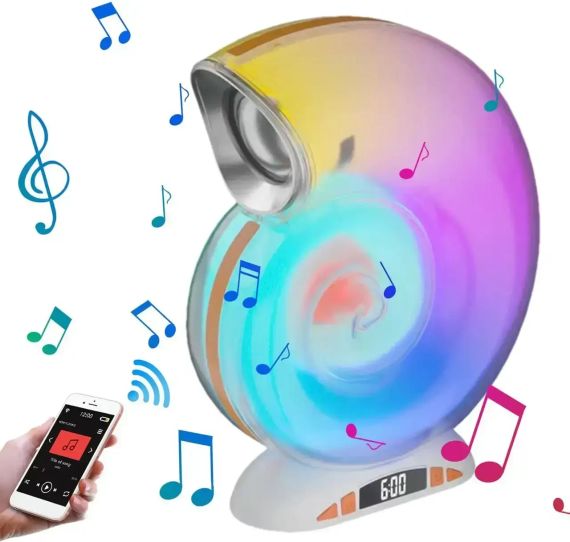 Беспроводная умная колонка ночник Улитка Conch Music Light 4 в 1 портативный RGB светильник с Bluetooth | Зображення 7