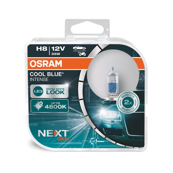 Комплект галогеновых ламп Osram H8 12V 35W PGJ19-1 Cool Blue Intense Next Gen +100% 2шт/комп (64212CBN-HCB) | Зображення 2