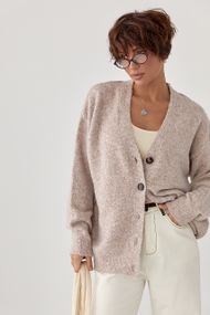 В'язаний вільний кардиган на ґудзиках - кавовий цвет, ONE SIZE (є розміри)