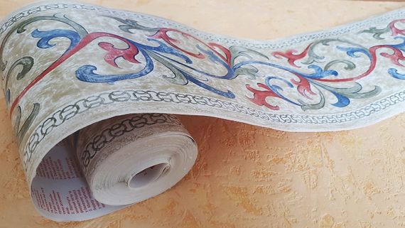 Пленка самоклеящаяся бордюрная 13,3х1000cm водостойкая цветной узор | Зображення 1