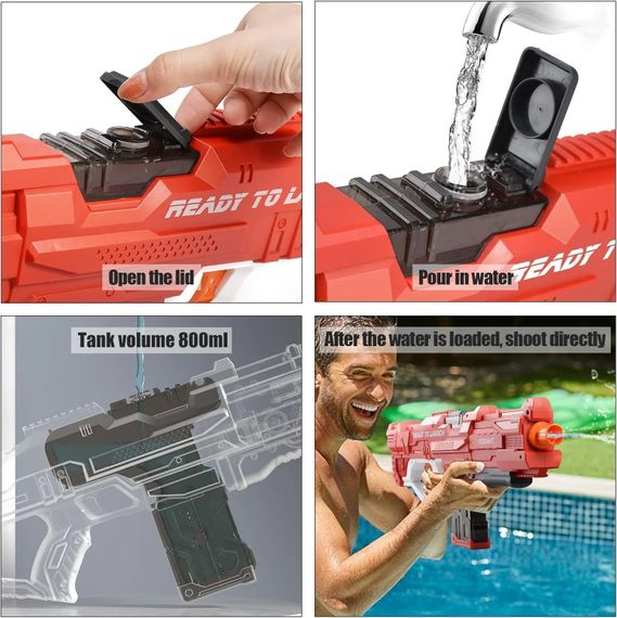 Водяной пистолет детский Combat Water Gun • Аккумуляторный водный бластер с автоматическим набором воды для летних игр | Зображення 1