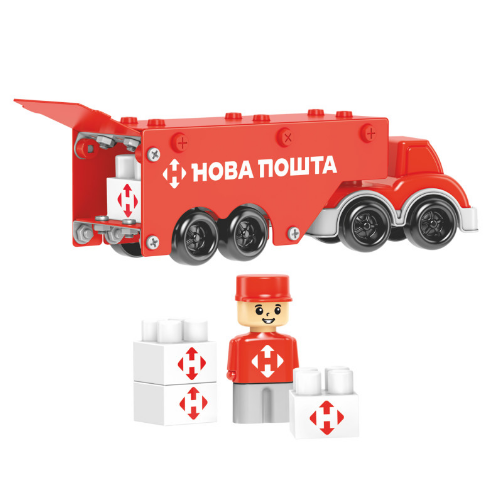 Іграшка Конструктор Фура Нова пошта металевий Технок | Зображення 1