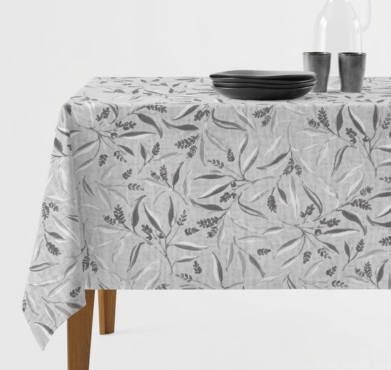Скатертина Ardesto Grey leaves ART08GL 140х180 см