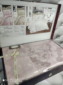 Покрывало(240х260см) с наволочками (50х70см) Miss Bella Yelena pudra Жаккард Хлопок/Полиэстер