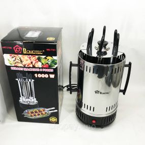 Шашличниця електрична Domotec MS-7781 на 6 шампурів 1000Вт вертикальна з нержавіючої сталі KJ-17