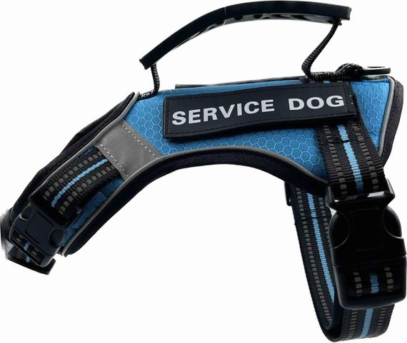 Шлейка для собак Service Dog S, M, L, XL, Голубая, Шлей для собак, Нагрудник для средних пород | Зображення 2