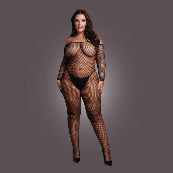 Жіночий боді-комбінезон із сітки Le Desir Off Shoulder Fishnet Bodystocking, чорний Sex Aura | Зображення 5
