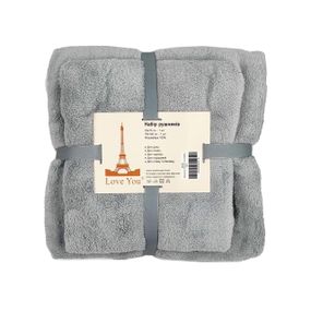 Набір рушників мікрофібра LoveYouHome 35x75 см + 70x140 см сірий (60135)