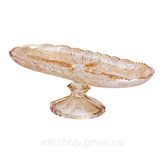 Фруктовниця скляна на ніжці 33.5х15х10.5 см овальна ваза для фруктів HP-YH-84 | Зображення 2