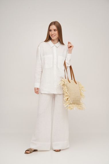 Сорочка SoundSleep Linen лляна L біла (653590753322) | Зображення 5