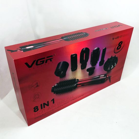 Фен-щетка стайлер VGR V-484 4 в 1. Цвет: красный | Зображення 1