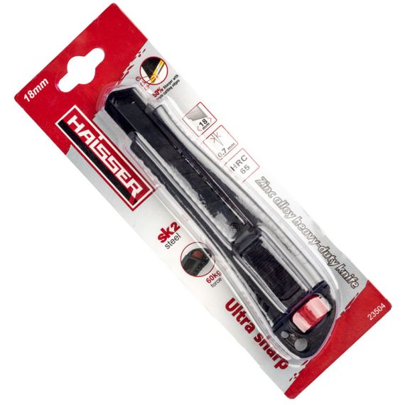 23504 Нож металлический усиленный 18 мм Haisser | Зображення 3