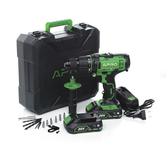 Дриль-шурупокрут ударний APRO 20 В, 2 А, 20HD 2 АКБ, ЗП, кейс 8950321 | Зображення 9