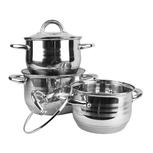 Набір каструль 6 предметів скляна кришка MR-3513-6M Maestro