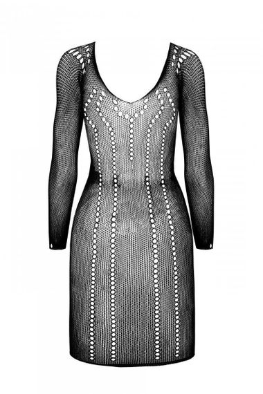 Полупрозрачное мини-платье Passion BS101 One Size, black, рукава-митенки | Зображення 3