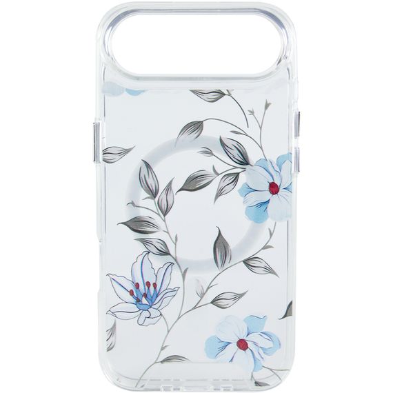 TPU+PC чохол Clear Garden with Magnetic Fit для Apple iPhone 17 Air (6.5") Blue Blossom | Зображення 1