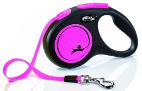 Повідець рулетка для собак FLEXI New Neon S (5 m - 15 kg) чорно-розовий