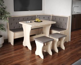 Куток кухонний зі столом та 2 табуретки 114х154 см Mebel-Service Тканина Durando 3 dark ДСП Дуб Самоа