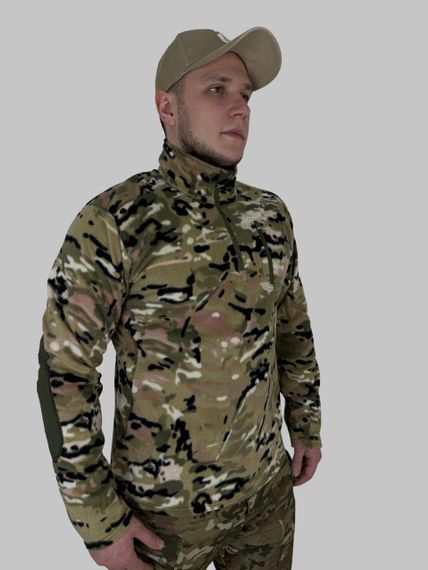Кофта тактическая флисовая Ultimatum Basic Мультикам, мужская военная флиска, армейская кофта с молнией на шее L