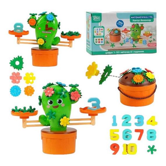 Гра розвиваюча математична Балансир Кактус з годинником