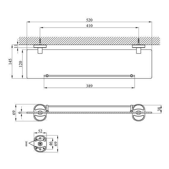 Полиця для ванної кімнати Kroner KRM Elbe - ACG2907 (CV022864) | Зображення 1