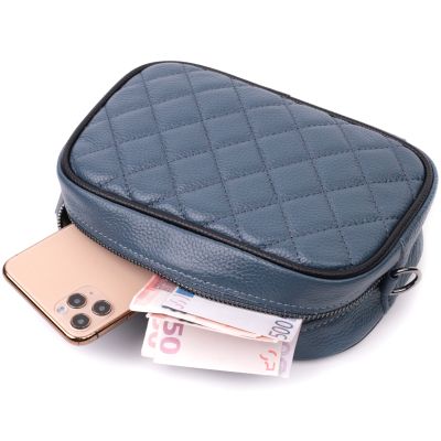 Сумка Vintage Шкіряна жіноча через плече на одне відділення Синя (22385) | Зображення 1