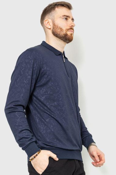 Поло мужское сдлинным рукавом  цвет чернильный 157R300-3 | Зображення 2