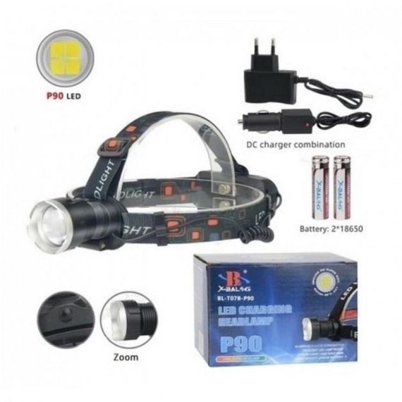 Фонарик на голову с зарядкой, Налобный фонарик с регулируемым ремешком, Фонарь на голову диодный PV-49 | Зображення 3