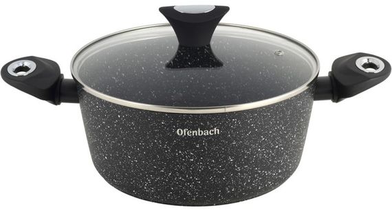 Набір кухонного посуду Ofenbach "Black Marble" 12 предметів, індукція з антипригарним покриттям | Зображення 3