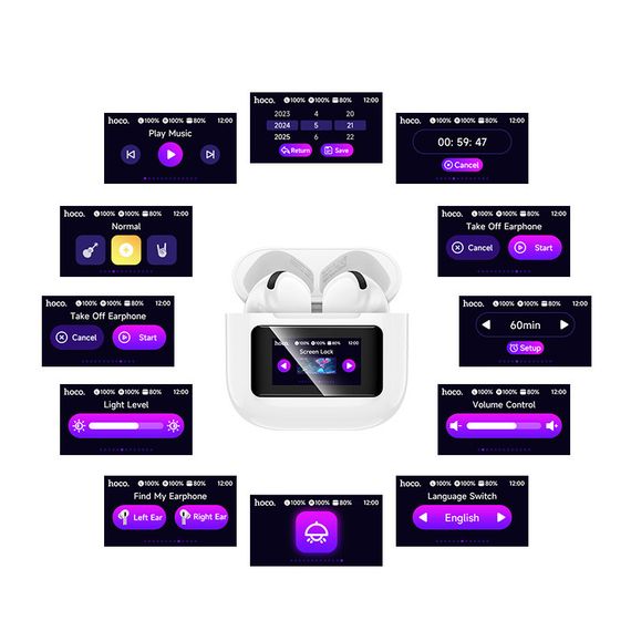 Беспроводные TWS наушники Hoco EW73 Randy with Touch Screen White | Зображення 6