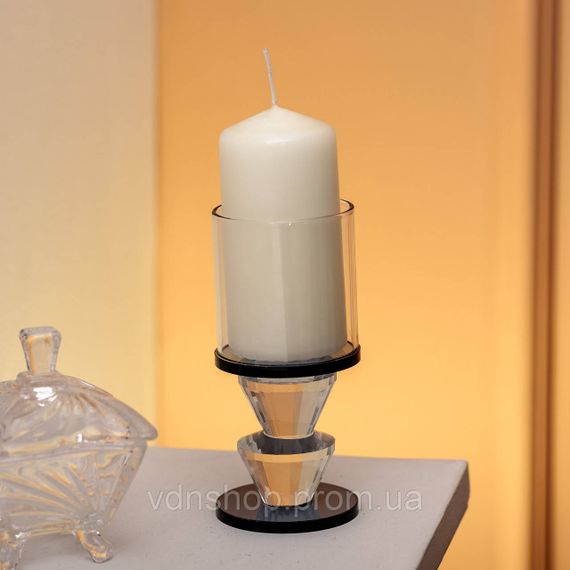 Подсвечник стеклянный 6×13 см на одну свечу подсвечник бокал на ножке декоративный Серый HP-4-20M | Зображення 2