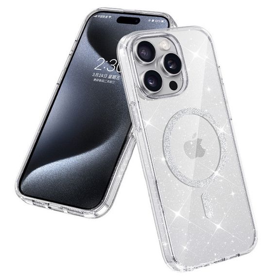 Чехол TPU Eclipse Sparkle Magnetic Fit для Apple iPhone 12 Pro / 12 (6.1") Clear | Зображення 1