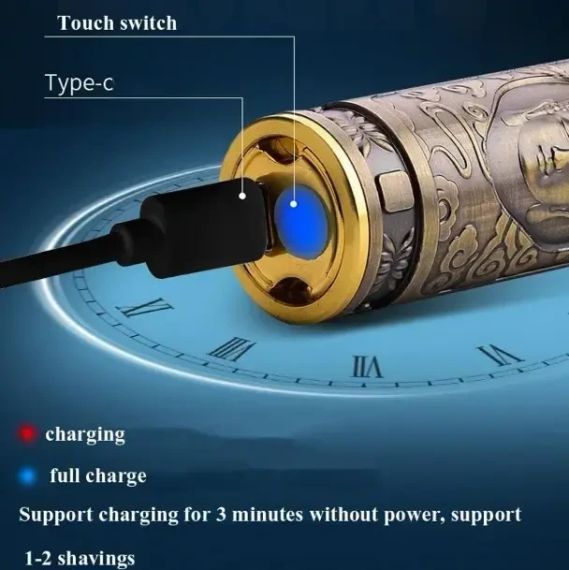 Аккумуляторная мини бритва металлическая дорожная USB электробритва роторная беспроводная Mini Shaver Alstow NS-701 | Зображення 1