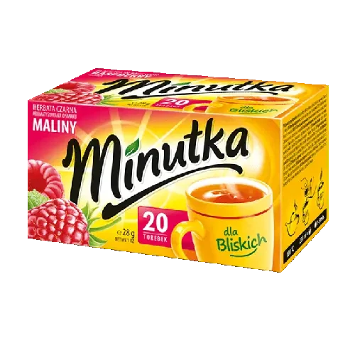 Чай чорний із малиною дрібнолистовий пакетиках Minutka 28 г (20 шт.), Польща