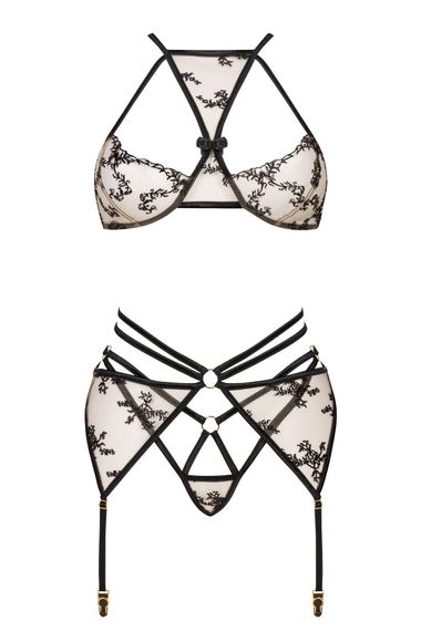 Комплект с поясом Beauty Night AISHA SET bra, garter belt, thong Черный L/XL | Зображення 2
