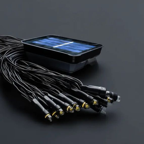 Гирлянда нить на солнечной батарее 500 LED 50 м черный провод желтый | Зображення 3